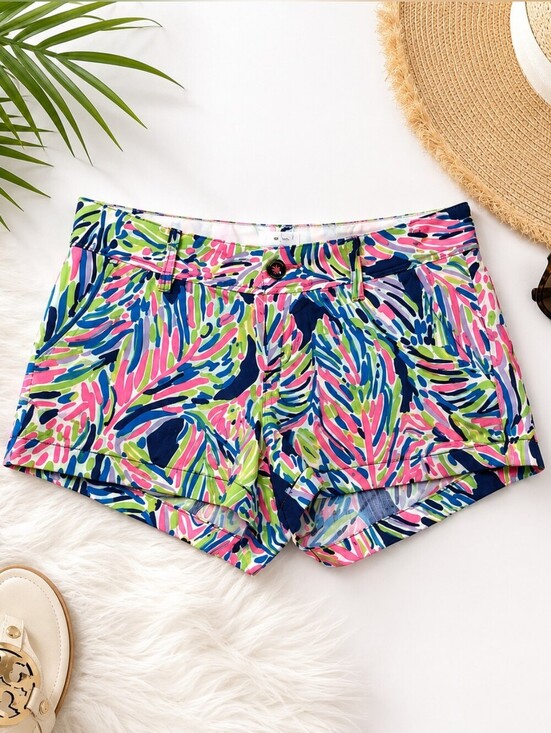 Lilly Pulitzer Pants - Lilly Pulitzer Neon Leaf-Print The Walsh Cotton Shorts